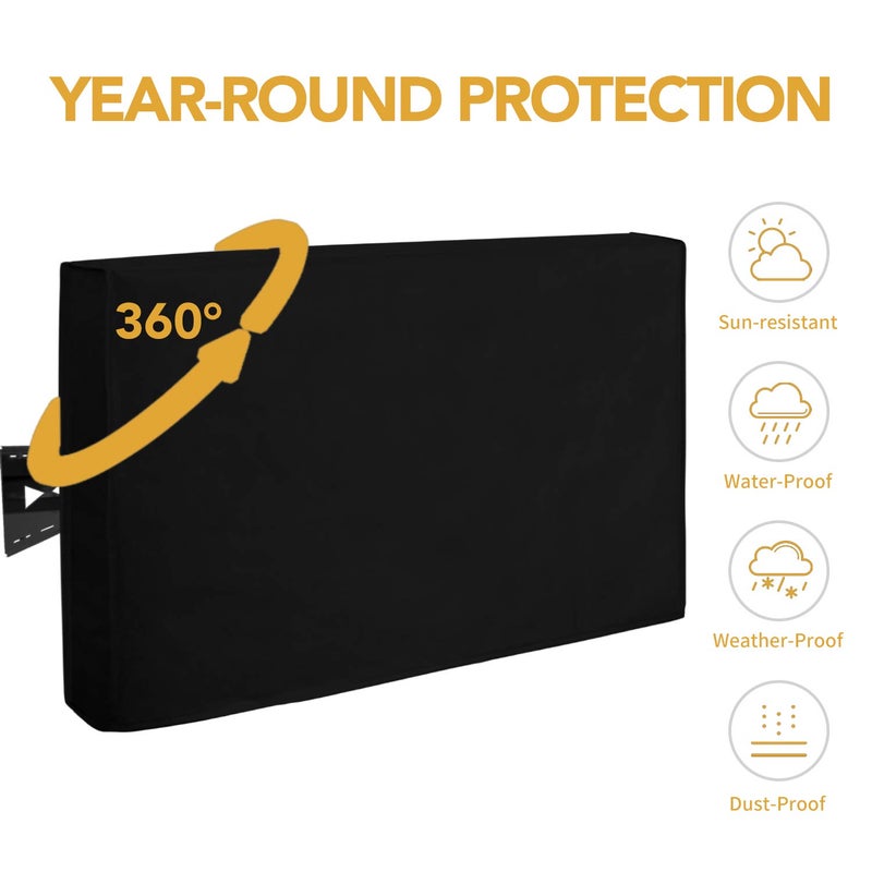 Easy-Going Outdoor TV Cover for 63 to 65 inches LCD, LED, Waterproof, Weatherproof and Dust-Proof TV Screen Protectors with Cleaning Cloth (65 inch,Black) - Image 3